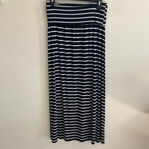 Black And White Striped Maxi Skirt